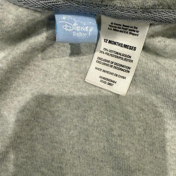 Disney Baby Gray Varsity Hoodie with Winnie the Pooh and Tigger Embroidered - Picture 2 of 4
